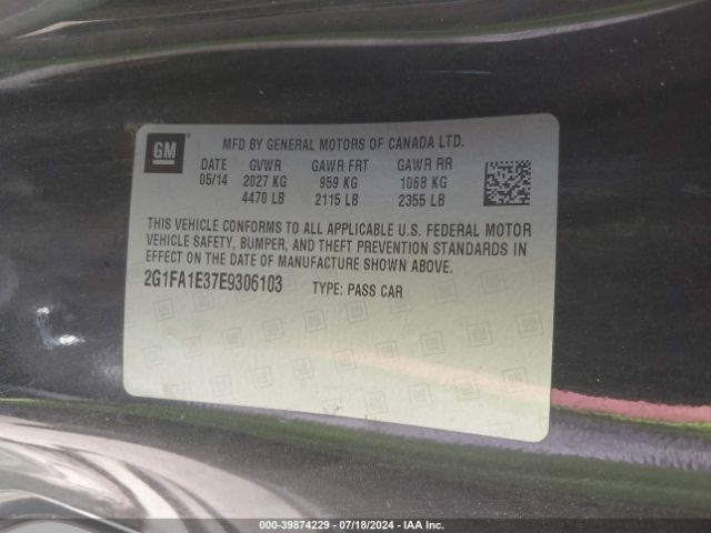 2G1FA1E37E9306103 Chevrolet Camaro 2ls