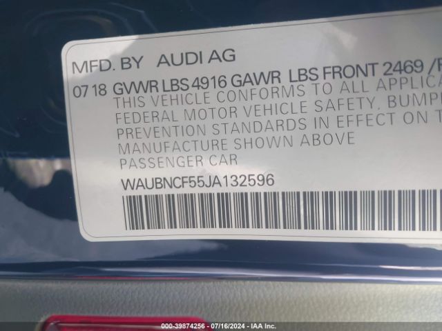 WAUBNCF55JA132596 Audi A5 2.0t Premium