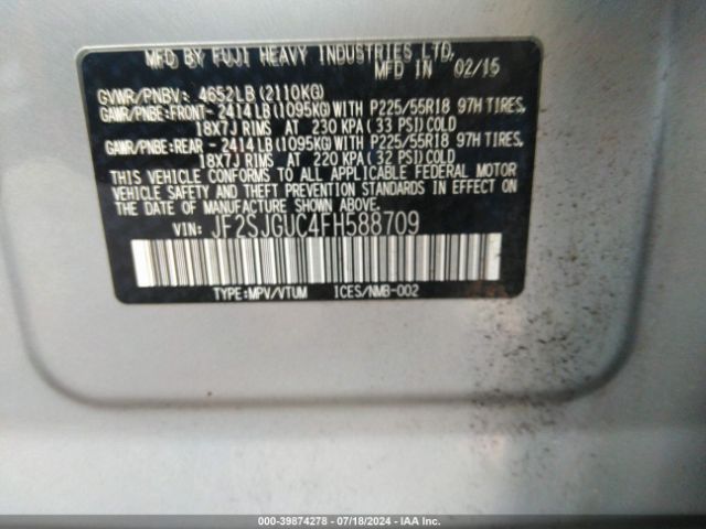 JF2SJGUC4FH588709 Subaru Forester 2.0xt Touring