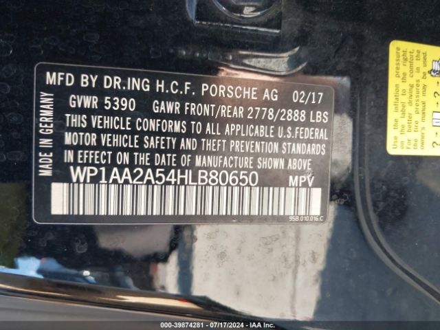 WP1AA2A54HLB80650 Porsche Macan