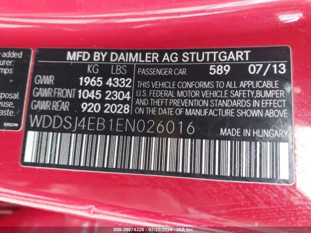 WDDSJ4EB1EN026016 Mercedes-Benz CLA 250