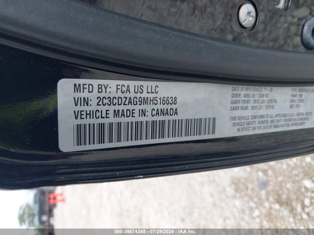 Dodge Challenger Sxt 2021 2C3CDZAG9MH516638 Image 9