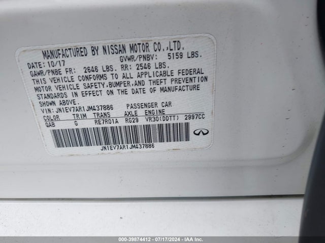 JN1EV7AR1JM437886 Infiniti Q50 3.0t Sport