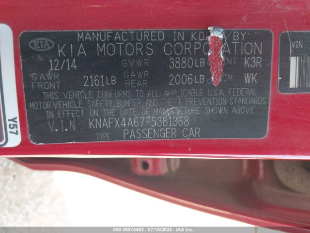 KNAFX4A67F5381368 KIA FORTE LX