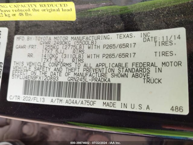 5TFLU4EN9FX120893 Toyota Tacoma Base V6