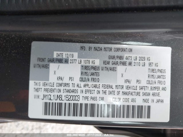 JM1GL1UM8L1520003 Mazda Mazda6 Sport