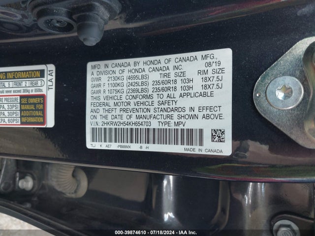 Honda CR-V EX 2019 2HKRW2H54KH654703 Image 9