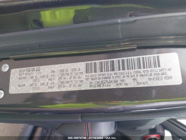 1C4HJXCG7KW541564 Jeep Wrangler Rubicon 4x4