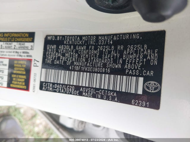 Toyota CAMRY SE 2014 4T1BF1FK0EU800816 Image 9