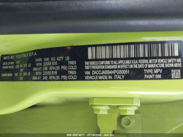 ZACCJABB4HPG50051 Jeep Renegade Altitude Fwd