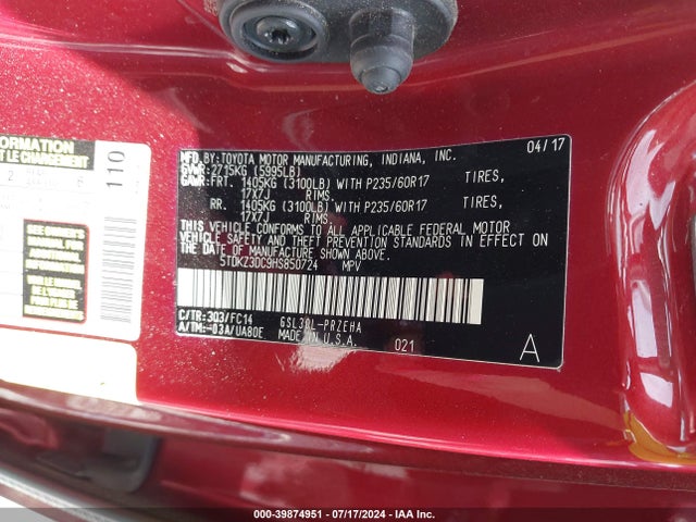 Toyota Sienna Le 8 Passenger 2017 5TDKZ3DC9HS850724 Image 9