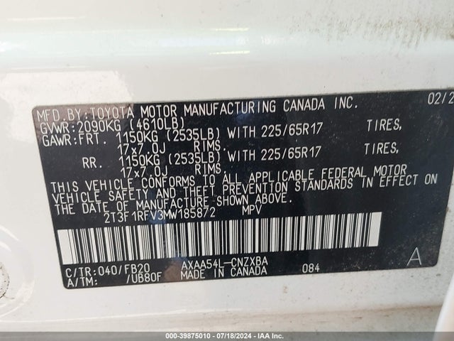 Toyota RAV4 LE 2021 2T3F1RFV3MW185872 Image 9