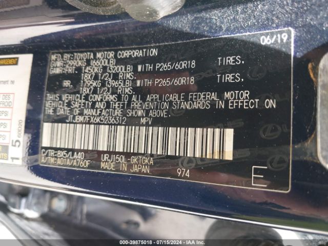 JTJBM7FX6K5236312 Lexus 460 Premium