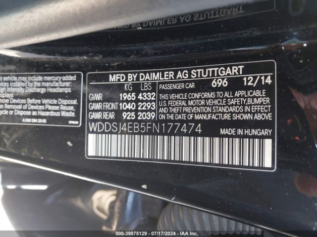 WDDSJ4EB5FN177474 Mercedes-Benz CLA 250