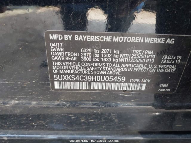 5UXKS4C39H0U05459 BMW X5 Xdrive35d