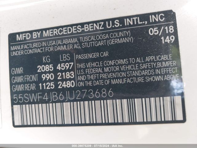 55SWF4JB6JU273686 Mercedes-Benz C 300