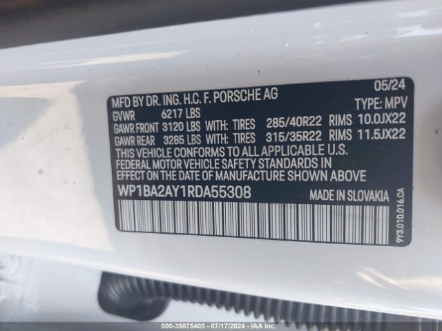 WP1BA2AY1RDA55308 Porsche Cayenne Coupe