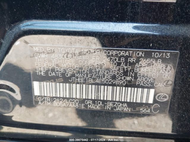 JTHBE1BL4E5029890 Lexus GS 350