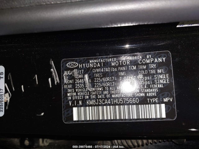 Hyundai TUCSON SE 2017 KM8J3CA41HU575660 Image 9
