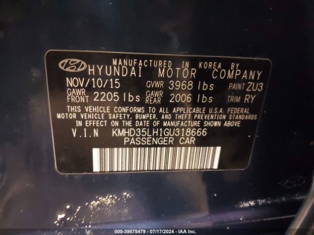 KMHD35LH1GU318666 Hyundai ELANTRA GT