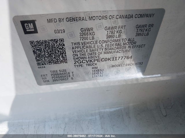 Chevrolet Silverado 1500 Ld Lt 2019 2GCVKPEC0K1177764 Image 9