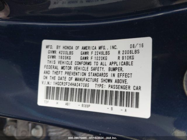 1HGCR2F34HA047085 Honda ACCORD LX
