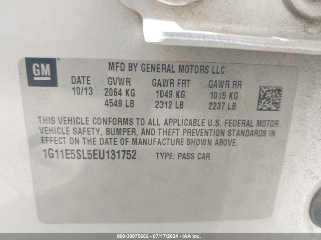 1G11E5SL5EU131752 Chevrolet MALIBU 2LT