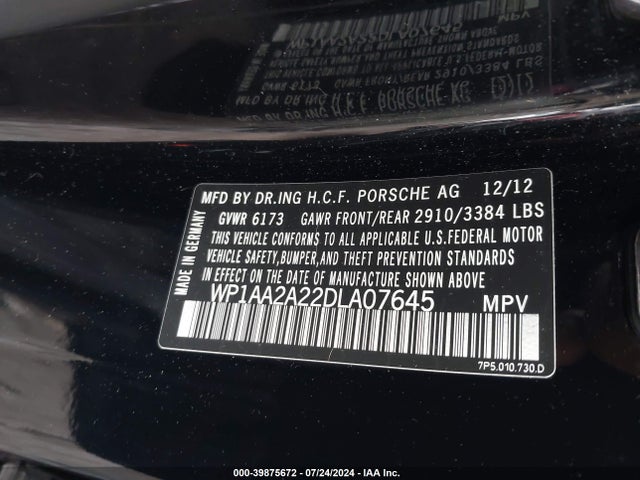 2013 PORSCHE CAYENNE WP1AA2A22DLA07645 Photo 8