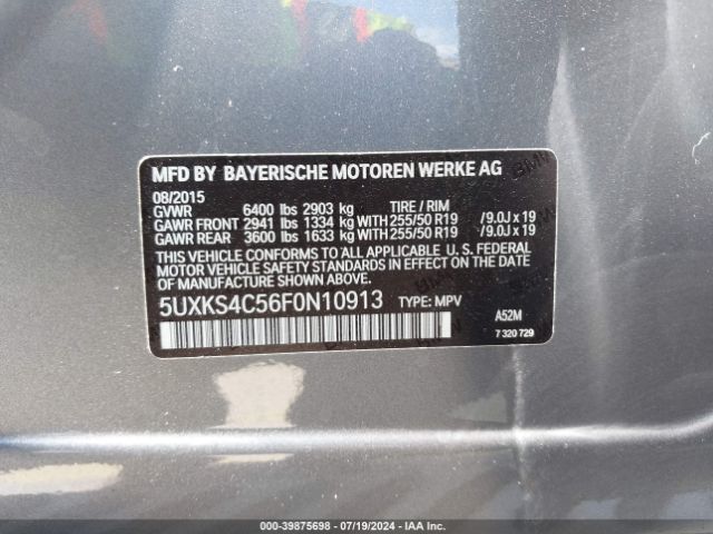 5UXKS4C56F0N10913 BMW X5 Xdrive35d