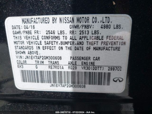 JN1EV7AP2GM300608 Infiniti Q50 3.0t Premium