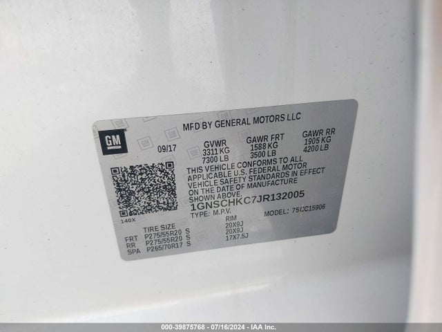 Chevrolet Suburban Lt 2018 1GNSCHKC7JR132005 Image 9