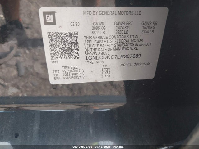 Chevrolet Tahoe Commercial 2020 1GNLCDKC7LR307689 Image 9