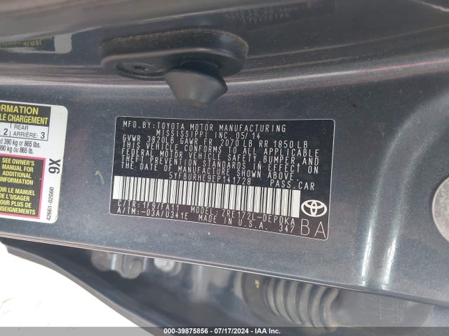 Toyota COROLLA L 2014 5YFBURHE9EP141728 Image 12