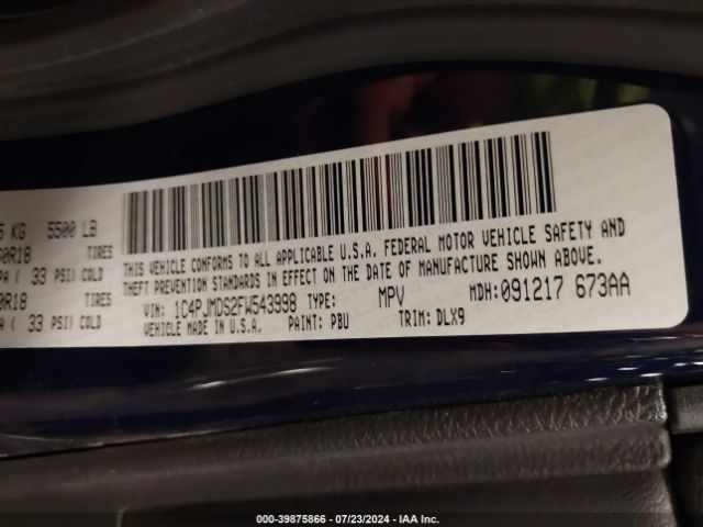 1C4PJMDS2FW543998 Jeep Cherokee Limited