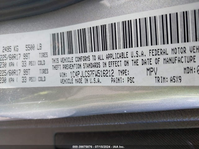 Jeep Cherokee Latitude 2015 1C4PJLCS7FW516212 Image 9