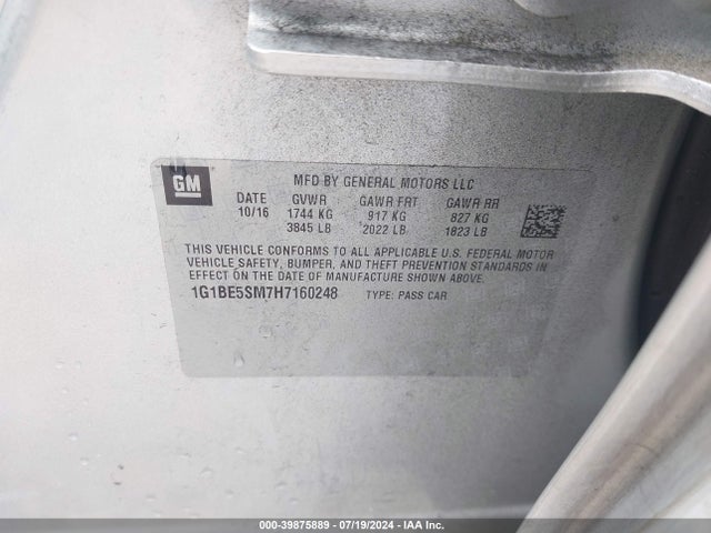 2017 CHEVROLET CRUZE 1G1BE5SM7H7160248 Photo 8