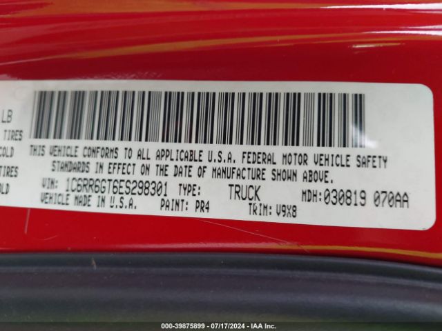 1C6RR6GT6ES298301 RAM 1500 Slt