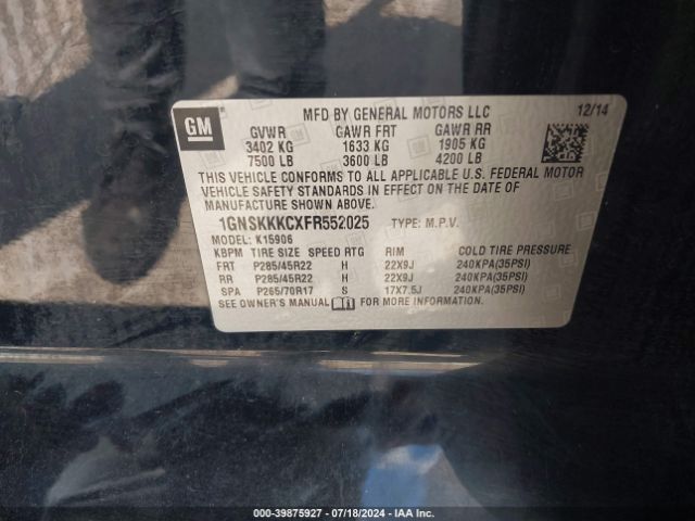1GNSKKKCXFR552025 Chevrolet Suburban 1500 Ltz