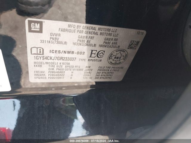 1GYS4CKJ7GR233037 Cadillac Escalade Premium Collection