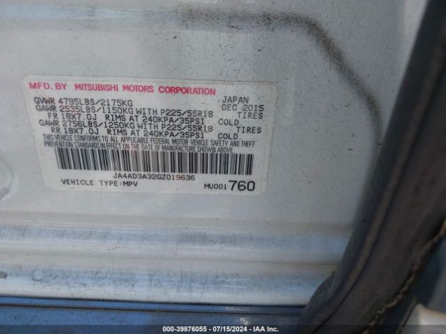 JA4AD3A32GZ019636 Mitsubishi Outlander Sel