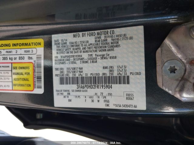 2015 FORD FUSION 3FA6P0HD2FR195904 Photo 8