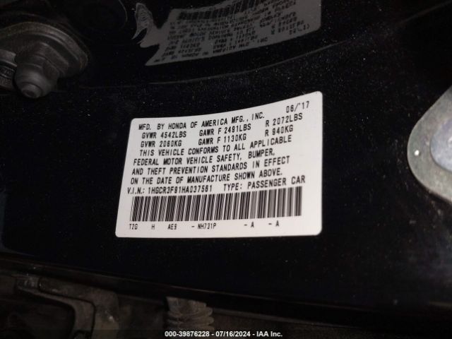1HGCR3F91HA037561 Honda Accord Touring V6