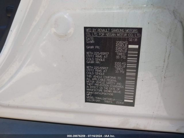 KNMAT2MT4JP567008 Nissan ROGUE SV