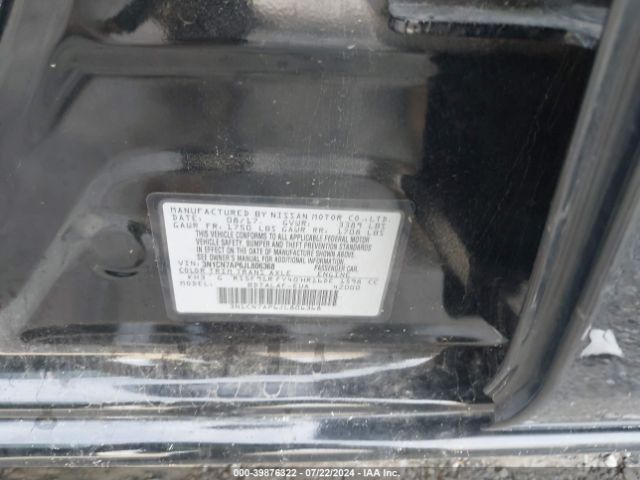 3N1CN7AP6JL806368 Nissan Versa 1.6 S