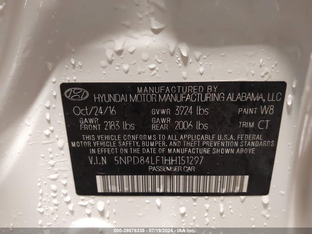 Hyundai Elantra Value Edition 2017 5NPD84LF1HH151297 Image 9