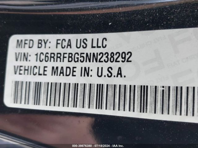 1C6RRFBG5NN238292 RAM 1500 Big Horn Quad Cab 4x4 6'4 Box
