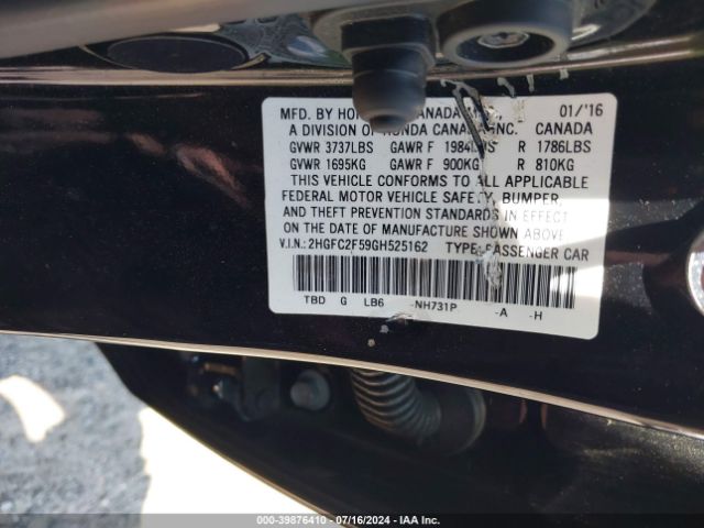 2HGFC2F59GH525162 Honda Civic Lx