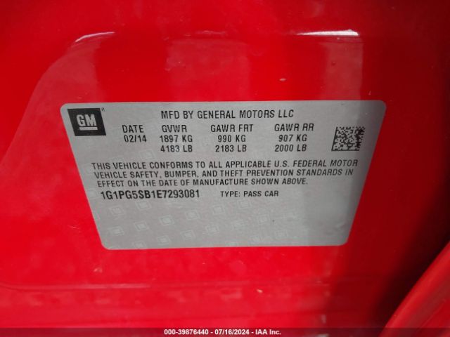 1G1PG5SB1E7293081 Chevrolet CRUZE LTZ