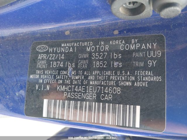 KMHCT4AE1EU714608 Hyundai ACCENT GLS