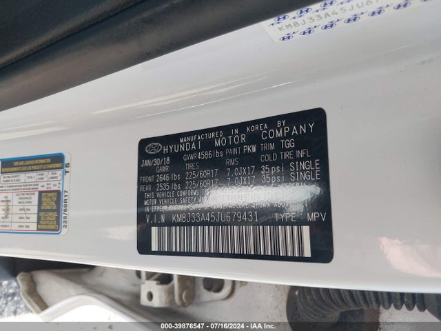 Hyundai TUCSON SEL 2018 KM8J33A45JU679431 Image 9